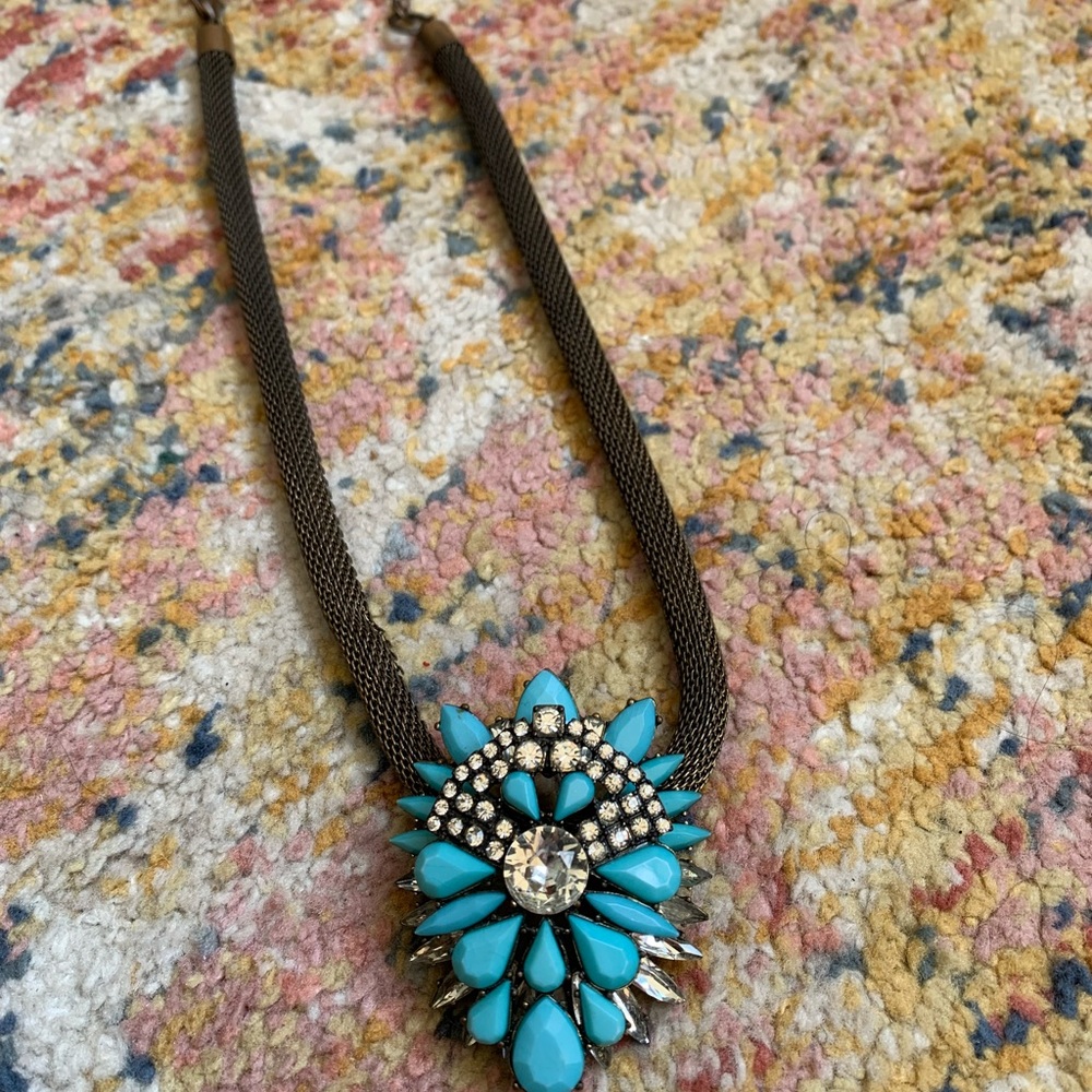 Anthropologie Teal Statement Bohemian Necklace